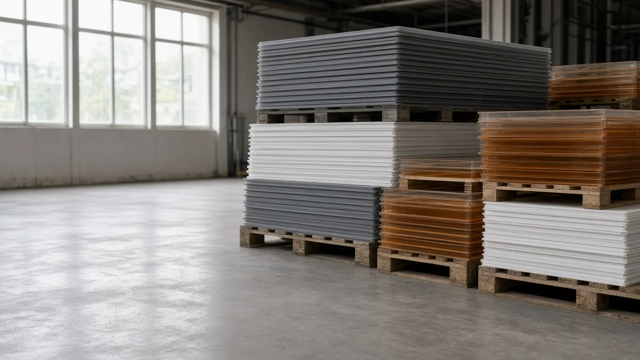 Sheet stock stacked in a warehouse